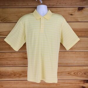 Cypress Club Performance Polo Golf Shirt Mens Sz XL Yellow White Striped Active